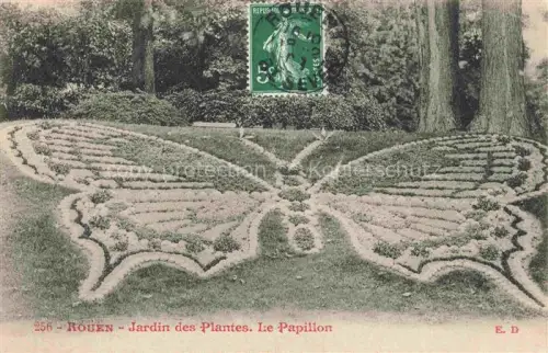 AK / Ansichtskarte ROUEN 76 Seine-Maritime Jardin-des-Plantes Le-Papillon Schmetterlingsblumenbeet Park Baeume Bepflanzung Gartenkunst