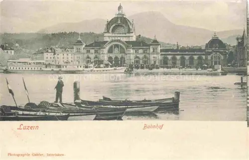 AK / Ansichtskarte LUZERN  LU Bahnhof Vierwaldstaettersee Boote Dampfschiff Hafen Fischer