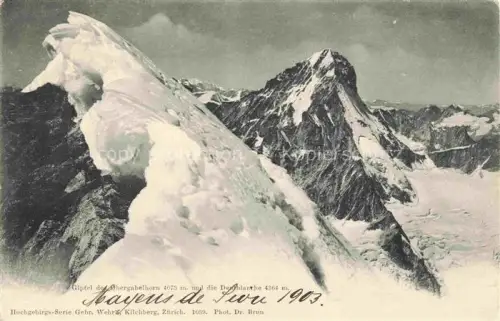 AK / Ansichtskarte Obergabelhorn 4073m Evolene VS Obergabelhorn Dent-Blanche Gletscher Schnee Gipfel Hochgebirge Fels