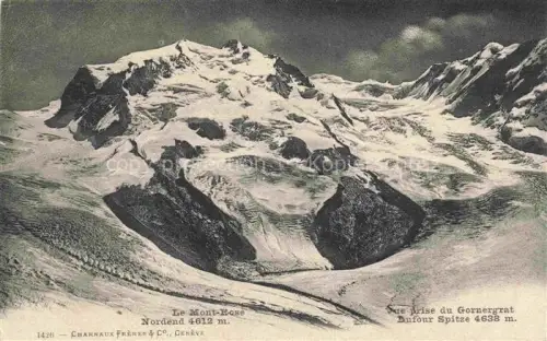 AK / Ansichtskarte Monte-Rosa Le Mont-Rose 4612m VS Mont-Rose Nordend Dufourspitze Gornergrat Gletscher Schnee Hochgebirge Gipfel
