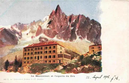 AK / Ansichtskarte Piralotaz Montanvert Aiguille-du-Dru Hotel-du-Montanvert Gletscher Felsnadel Alpen handkoloriert