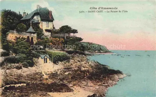 AK / Ansichtskarte Saint-Cast-le-Guildo DINAN 22 Cotes-d Armor Pointe-de-l Isle Villa Klippen Kueste Meer Badehuette handkoloriert