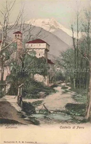 AK / Ansichtskarte LOCARNO Lago Maggiore TI Castello-di-Ferro Burg Turm Berglandschaft Bach Baeume Weg