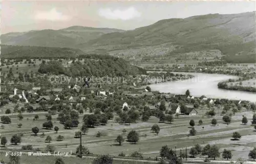 AK / Ansichtskarte Wallbach Rheinfelden AG Rhein Fluss Dorf Berge Felder Baeume Panorama Vogelperspektive