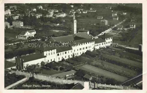 AK / Ansichtskarte Ascona Lago Maggiore TI Collegio-Papio Kloster Kirchturm Gaerten Schule Ortschaft Felder