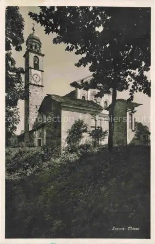 AK / Ansichtskarte Losone Locarno TI Chiesa Kirche Kirchturm Uhrturm Baeume Portal Tessiner-Kirche