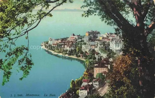 AK / Ansichtskarte MONTREUX  VD La-Baie Genfersee Halbinsel Villen Hotels Baeume Stadtpanorama