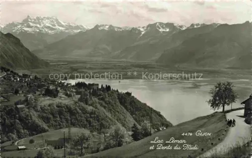 AK / Ansichtskarte Glion  VD Lac-Léman Dents-du-Midi Genfersee See Bergpanorama Rhonetal Ortschaft