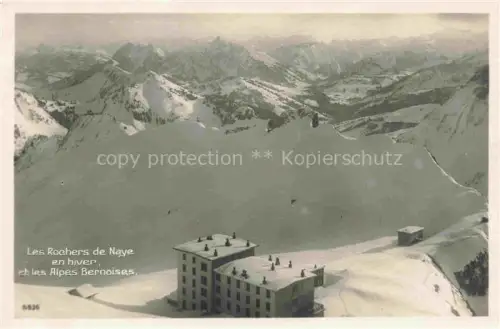 AK / Ansichtskarte Rochers de Naye VD Alpes-Bernoises Winter Schnee Berge Hotel Bergstation Gipfel
