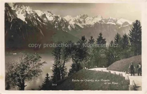 AK / Ansichtskarte Chamby VEVEY VD Route-de-Chamby-aux-Avants Alpen Lac-Léman Bergstrasse Tannen Wanderer