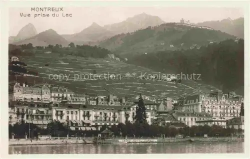 AK / Ansichtskarte MONTREUX  VD Lac-Léman Grand-Hotel-Bonnet Uferpromenade Weinberge Berge Hotelzeile Stadtansicht