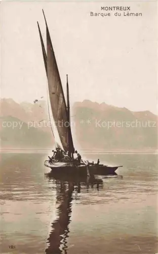 AK / Ansichtskarte MONTREUX  VD Barque-du-Léman Segelboot Lac-Léman Matrosen Berge Spiegelung