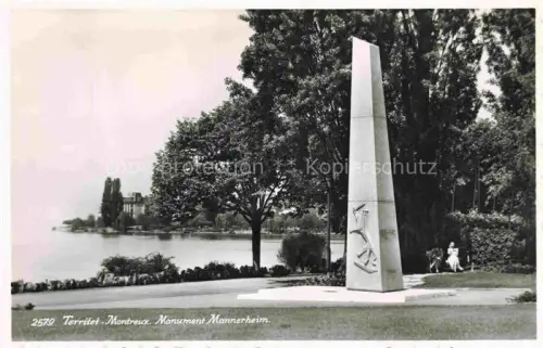 AK / Ansichtskarte MONTREUX  VD Monument-Mannerheim Denkmal Obelisk Lac-Léman Park Baeume Ufer