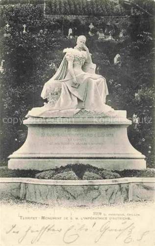 AK / Ansichtskarte Territet MONTREUX VD Monument Kaiserin-Elisabeth Kaiserin-Denkmal Skulptur Park Baeume Montreux