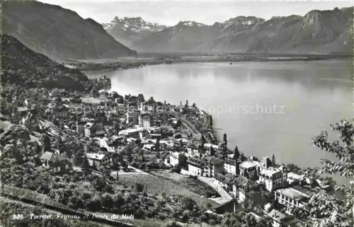 AK / Ansichtskarte Veytaux-Territet Montreux VD Veytaux Dents-du-Midi Genfersee Bergpanorama Dorf Hotels Vogelperspektive