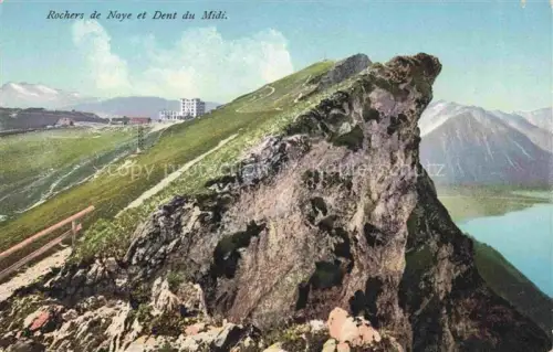 AK / Ansichtskarte Rochers de Naye VD Dent-du-Midi Felsen Hotel Bergstation See Alpen