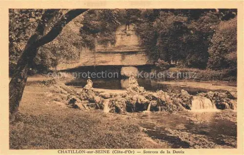 AK / Ansichtskarte Chatillon-sur-Seine Montbard 21 Cote-d Or Sources-de-la-Douix Quelle Felsen Wasserfall Baeume Frauen