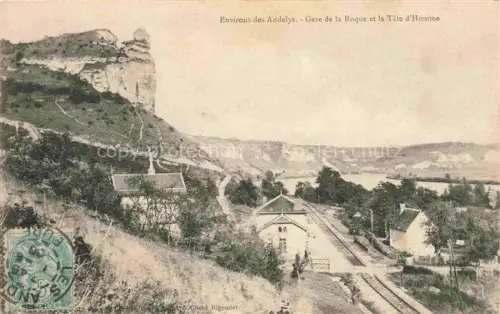 AK / Ansichtskarte La Roque La Roquette ANDELYS 27 Eure Gare-de-la-Roque Tête-d Homme Bahnhof Felsen Klippe Seine Schienen