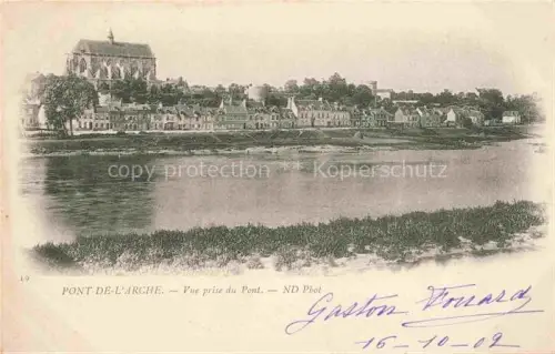 AK / Ansichtskarte Pont-de-l Arche ANDELYS 27 Eure Vue-prise-du-Pont Seine Kirche Panorama Ufer Daecher