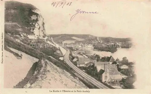 AK / Ansichtskarte Les Andelys 27 Eure La-Roche-à-l Ermite Petit-Andely Seine Klippe Eisenbahn Fluss Panorama
