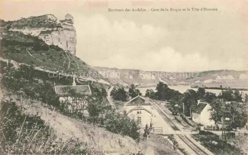 AK / Ansichtskarte Les Andelys 27 Eure Gare-de-la-Roque Tête-d Homme Bahnhof Klippe Felsen Eisenbahn Tal