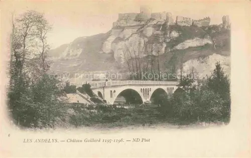 AK / Ansichtskarte Les Andelys 27 Eure Château-Gaillard Bruecke Felsen Burganlage Baeume Mittelalter