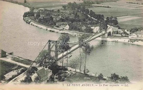 AK / Ansichtskarte Le Petit Andely Les Andelys 27 Eur Pont-suspendu Haengebruecke Seine Insel Felder Haeuser Rue-Montpensier