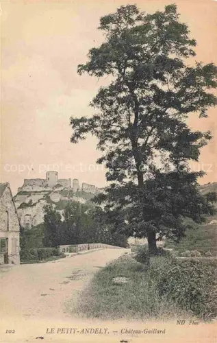 AK / Ansichtskarte Le Petit Andely Les Andelys 27 Eur Château-Gaillard Burganlage Felsen Baum Strasse Haus Kreidefelsen