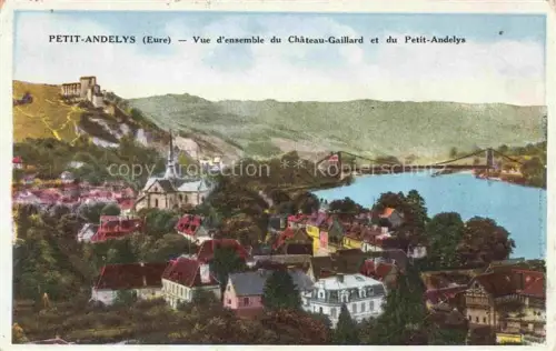 AK / Ansichtskarte Le Petit Andely Les Andelys 27 Eur Château-Gaillard Kirche Ortschaft Haengebruecke Seine Dachlandschaft Huegel Rue-des-couturières