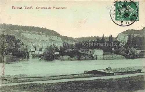 AK / Ansichtskarte Vernon  Evreux 27 Eure Collines-de-Vernonnet Seine Fluss Bruecke Kirche Kalkfelsen Kahn Baeume