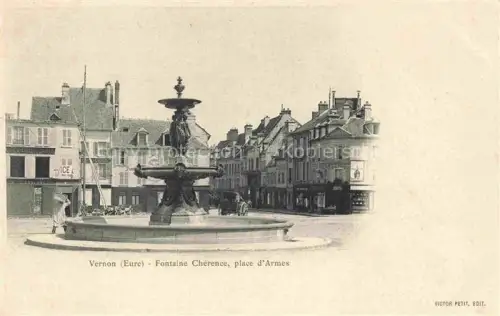 AK / Ansichtskarte Vernon  Evreux 27 Eure Fontaine-Chérence Place-d Armes Brunnen Marktplatz Geschaefte Strassenszene