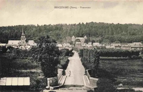 AK / Ansichtskarte Serquigny Bernay 27 Eure Dorfstrasse Kirche Schloss Wald Hecken Dorfansicht Kind