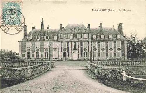 AK / Ansichtskarte Serquigny Bernay 27 Eure Château Schloss Einfahrt Balustrade Baeume Herrenhaus Fassade