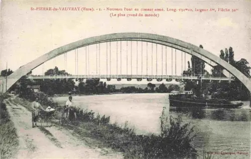 AK / Ansichtskarte St-Pierre-du-Vauvray Les Andelys 27 Eure Nouveau-Pont Bogenbruecke Ciment-armé Fluss Sein Fahrrad Dampfer Uferweg