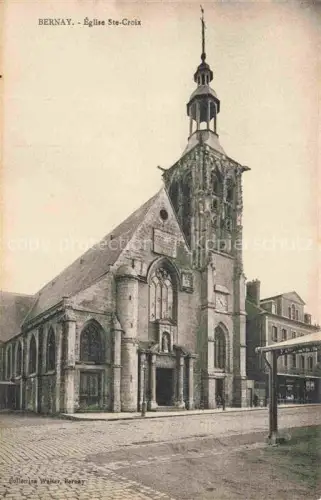 AK / Ansichtskarte BERNAY 27 Eure Église-Ste-Croix Kirche Kirchturm Kopfsteinpflaster Strassenszene