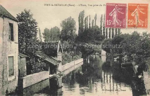 AK / Ansichtskarte Ivry-la-Bataille EVREUX 27 Eure Eure Fluss Kanal Haeuser Pappeln Bruecke