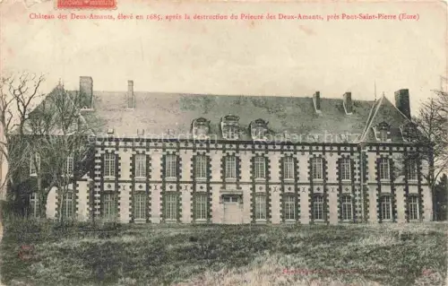 AK / Ansichtskarte Les Deux-Amants (Chateau) Pont-St-Pierre LES ANDELYS 27 Eure Château-des-Deux-Amants Schloss Prieuré Fassade Baeume Wiese