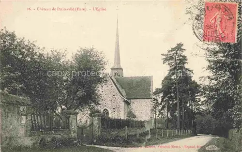 AK / Ansichtskarte Petiteville (Chateau) Bourth EVREUX 27 Eure L Eglise Kirche Kirchturm Steinmauer Baeume Weg Château-de-Petiteville