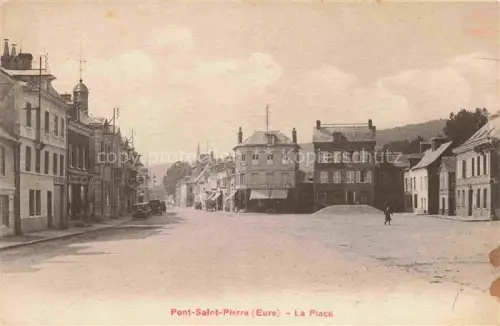 AK / Ansichtskarte Pont-Saint-Pierre 27 Eure La-Place Marktplatz Geschaefte Strassenszene Auto Passanten Buergerhaus