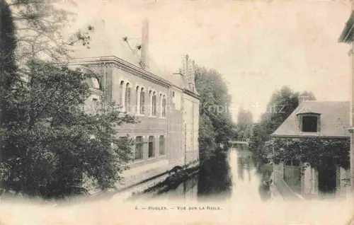 AK / Ansichtskarte Rugles Rubles Evreux 27 Eure Vue-sur-la-Risle Risle Fluss Muehle Fabrikgebaeude Baeume Bruecke