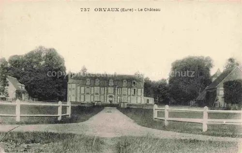 AK / Ansichtskarte Orvaux EVREUX 27 Eure Le-Chateau Schloss Einfahrt Zaun Baeume Park Allee