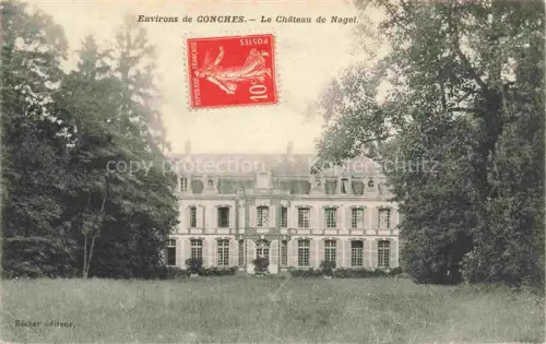 AK / Ansichtskarte Conches-en-Ouche EVREUX 27 Eure Château-de-Nagel Schloss Park Baeume Wiese Fassade