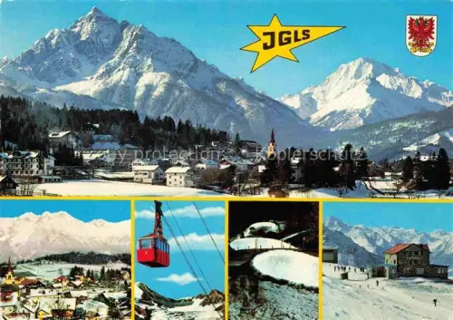 AK / Ansichtskarte Igls Jgls Innsbruck Tirol AT Winterpanorama Bergdorf Seilbahn Patscherkofel Schnee Skigebiet Kirche Berge