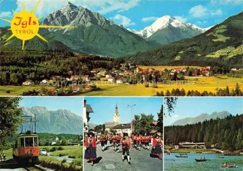 AK / Ansichtskarte Igls Jgls Innsbruck Tirol AT Strassenbahn Trachtenkapelle Muehlsee See Bergpanorama Kurort Sommer
