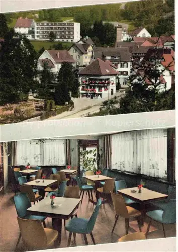AK / Ansichtskarte Sasbachwalden Achern Ortenaukreis BW Café-Oberle Konditorei Schwarzwald Pension Restaurant Speisesaal Dorfansicht