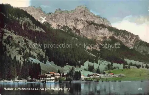 AK / Ansichtskarte Haller Haldensee Tirol AT Haldensee Rotflueh See Berge Wald Haeuser Spiegelung