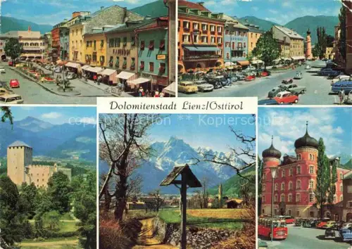AK / Ansichtskarte LIENZ  Tirol AT Hauptplatz Marktplatz Schloss-Bruck Schloss-Lieburg Spitzkofel Dolomiten Bergpanorama Zwiebeltuerme