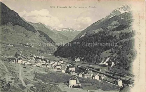 AK / Ansichtskarte Airolo Leventina TI Ferrovia-del-Gottardo Bahnlinie Dorf Tal Berge Schnee Kirche Wald