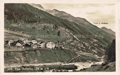 AK / Ansichtskarte Villa Bedretto Leventina TI Dorf Passo-S-Gottardo Berge Wald Wiesen Fluss Kirche