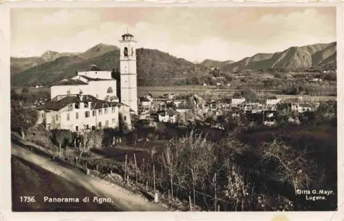 AK / Ansichtskarte Agno Maglasio Lago di Lugano TI Kirchturm Dorf Berge Tal Felder Wohnhaeuser